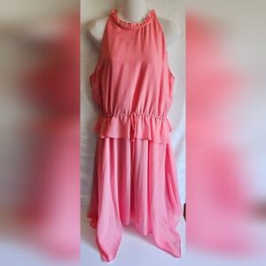 Sam Edelman Coral Pink Chiffon Midi Dress Size 10 NWOT $138